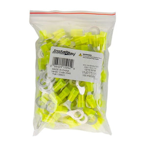 Install Bay YNRT516 yellow nylon ring terminal 12-10 gauge 5/16 in pack of 100