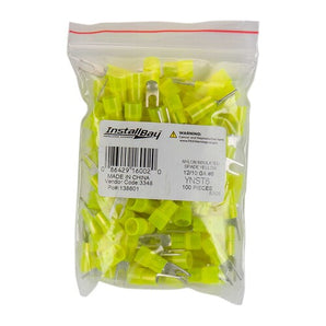 Install Bay YNST6 Yellow Nylon Spade Terminal 12-10 Gauge #6 - Package of 100