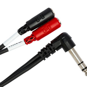 Hosa YPM-523 Stereo Breakout Cable - Right-Angle 1/4-inch TRS Male to Dual 3.5mm TRS Female