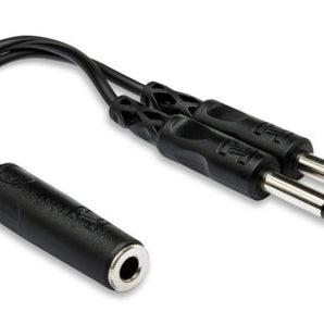 Hosa YPP-106 Y Cable - 1/4 inch TS Female to Dual 1/4 inch TS Male