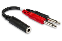 Thumbnail for Hosa YPP-136 Stereo Breakout Cable - 1/4 inch TRS Female to Left and Right 1/4 inch TS Male