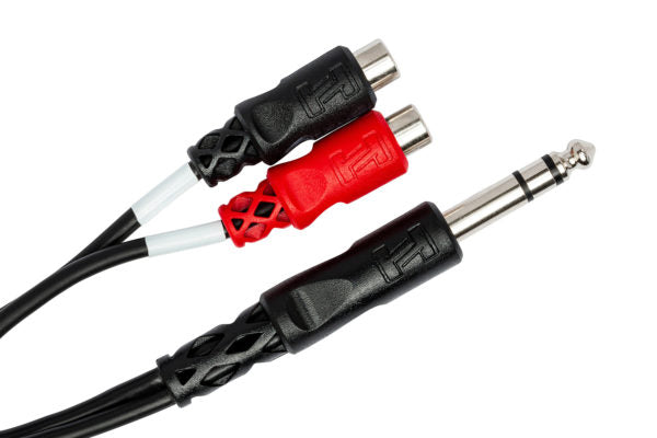 Hosa YPR-102 Stereo Breakout Cable - 1/4 inch TRS Male to Left and Right RCA Female