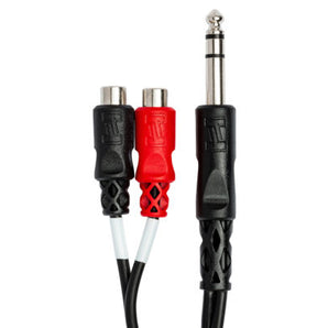 Hosa YPR-102 Stereo Breakout Cable - 1/4 inch TRS Male to Left and Right RCA Female