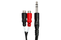 Thumbnail for Hosa YPR-102 Stereo Breakout Cable - 1/4 inch TRS Male to Left and Right RCA Female