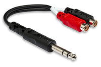 Thumbnail for Hosa YPR-102 Stereo Breakout Cable - 1/4 inch TRS Male to Left and Right RCA Female