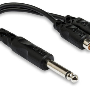 Hosa YPR-103 Y Cable - 1/4 inch TS Male to Dual RCA Female