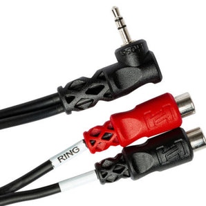 Hosa YRA-167 Stereo Breakout Cable - 3.5mm TRS Male Right-angle to Left and Right RCA Female
