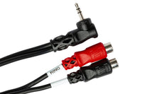 Thumbnail for Hosa YRA-167 Stereo Breakout Cable - 3.5mm TRS Male Right-angle to Left and Right RCA Female