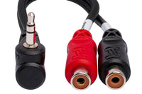 Thumbnail for Hosa YRA-167 Stereo Breakout Cable - 3.5mm TRS Male Right-angle to Left and Right RCA Female
