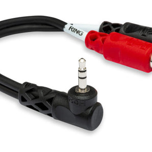 Hosa YRA-167 Stereo Breakout Cable - 3.5mm TRS Male Right-angle to Left and Right RCA Female
