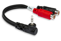 Thumbnail for Hosa YRA-167 Stereo Breakout Cable - 3.5mm TRS Male Right-angle to Left and Right RCA Female