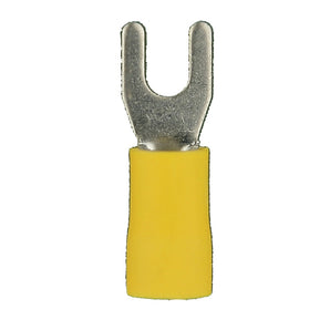 Install Bay YVST8 Yellow Vinyl Spade Terminal 12-10 Gauge #8 Package of 100
