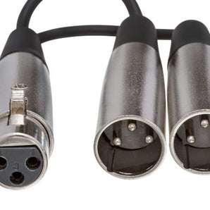 Hosa YXM-101.5 Y Cable XLR Female to Dual XLR Male 1.5 foot