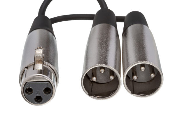 Hosa YXM-121 Y Cable XLR Female to Dual XLR Male 6 inch