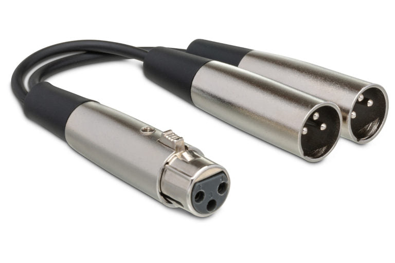 Hosa YXM-121 Y Cable XLR Female to Dual XLR Male 6 inch