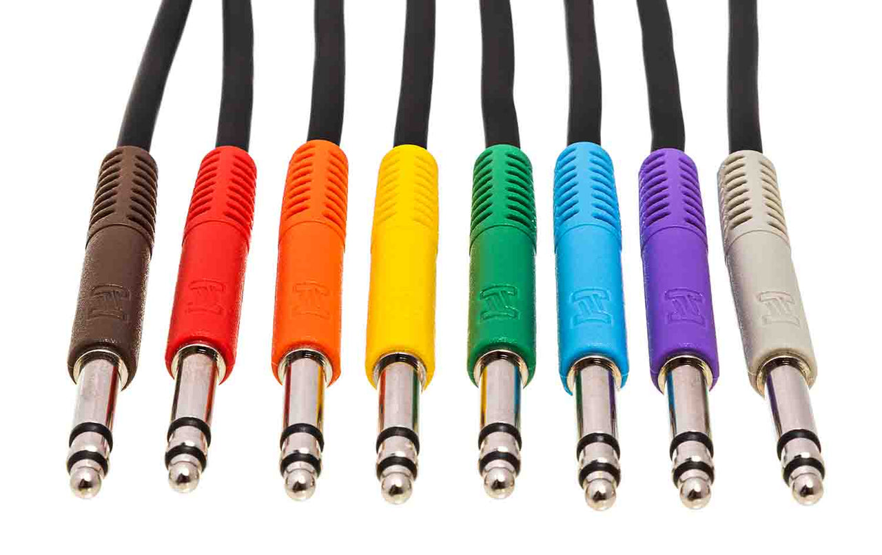 Hosa TTS-830, Balanced TT Patch Cable (8 Pack, 1 ft)