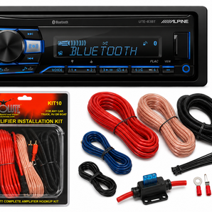 Alpine UTE-73BT In-Dash Digital Media Receiver with Bluetooth Remote Control & KIT10 Installation AMP Kit