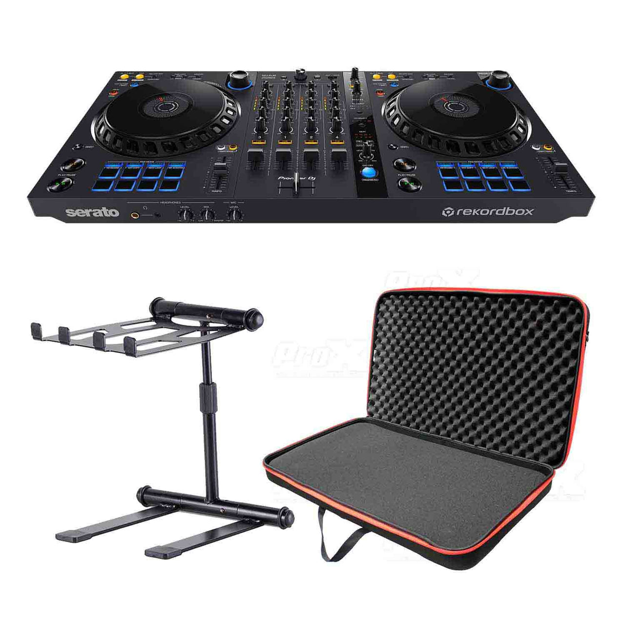 DJ Travel Package with Pioneer DJ DDJ-FLX6 Controller, Headliner HL20000 Laptop Stand and ProX XB-DJCL DJ Bag