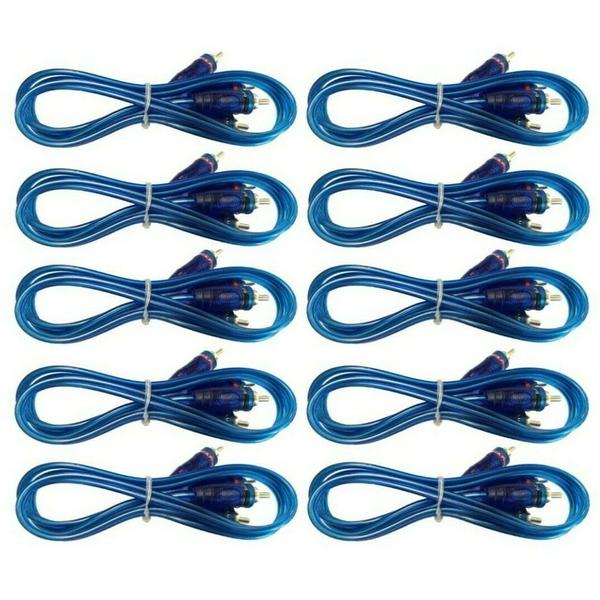 10 Absolute RCA20 20 Ft 2 Male to 2 Male 2-Channel Blue Twisted Car Amplifier Stereo or Home Audio RCA Audio Interconnect Cable