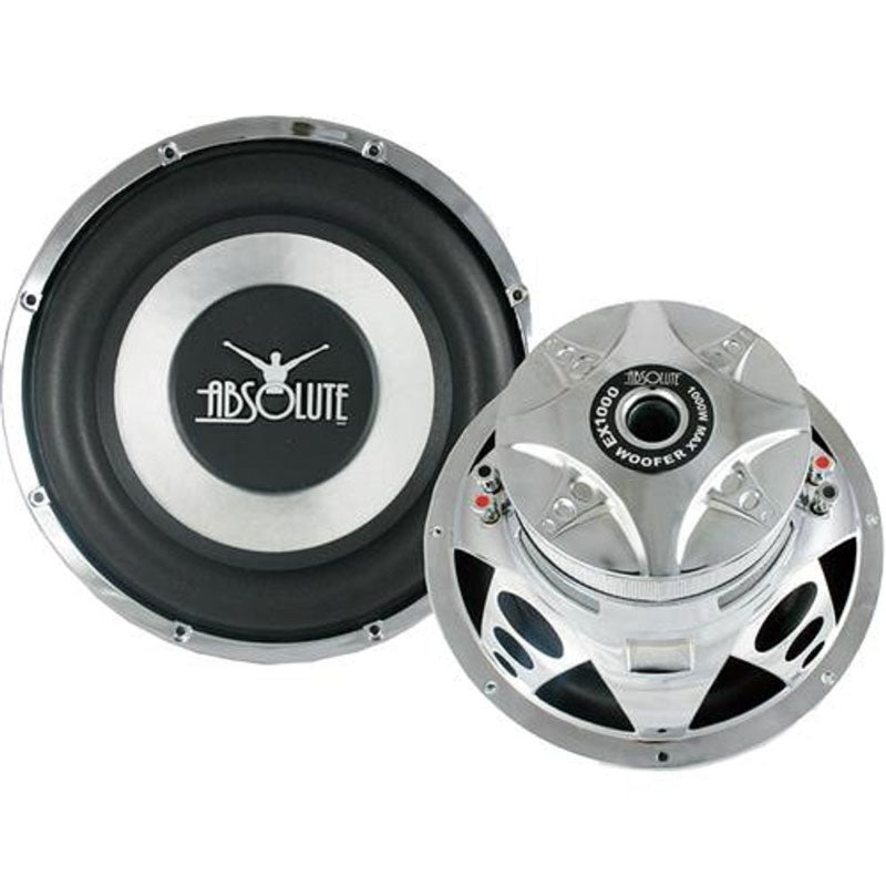 2 Absolute 10" EX900 Subwoofer 900 Watt Dual 4Ω for Car Audio Systems