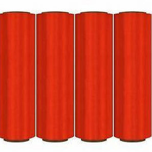 Absolute USA SW184RD 4 Original Rolls Red Hand Stretch Plastic Film Pallet Shrink Wrap 18" Wide, 1500 SQ FT (1200 Linear feet), 80 Gauge