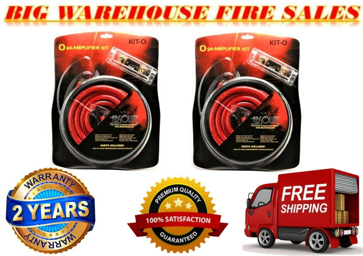 2 Absolute KIT-0 Complete 0 Gauge Amplifier Kit with RCA Interconnect Cable