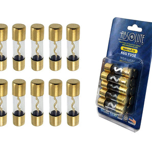 Absolute AGU100 FUSE 10 PCS Gold AGU 100 AMP CAR STEREO INLINE AMP GLASS FUSE