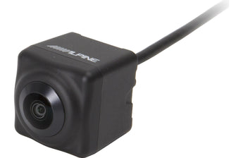 Alpine HDR rear view camera HCE-C2100RD, universal waterproof bracket mount for backup safety and parking assistance.