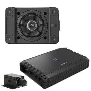 Alpine S2-A55V 5-Ch Amplifier + SS-SB10 10" Shallow Loaded Subwoofer + RUX-KNOB.2 Bass Knob + Accessory Bundle