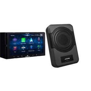 Alpine PWE-S8+iLX-W670+TW500+BT1700 7-inch Ultra-Shallow Digital Multimedia Receiver with PowerStack™ w/ Powered 8inch Woofer + Accessory Bundle