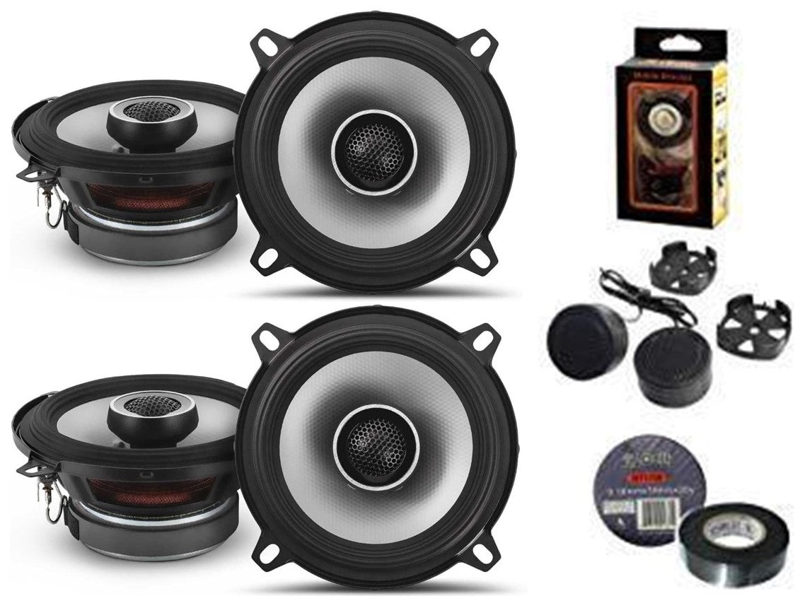 2 Pair Alpine S2-S50 5.25" Speakers + TW500 Tweeter & Mobile Bracket & Tape