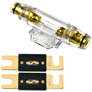 Absolute ANH-2 0/2/4 Gauge AWG in-Line ANL Fuse Holder & 2 Gold Plated 150 Amp Fuse