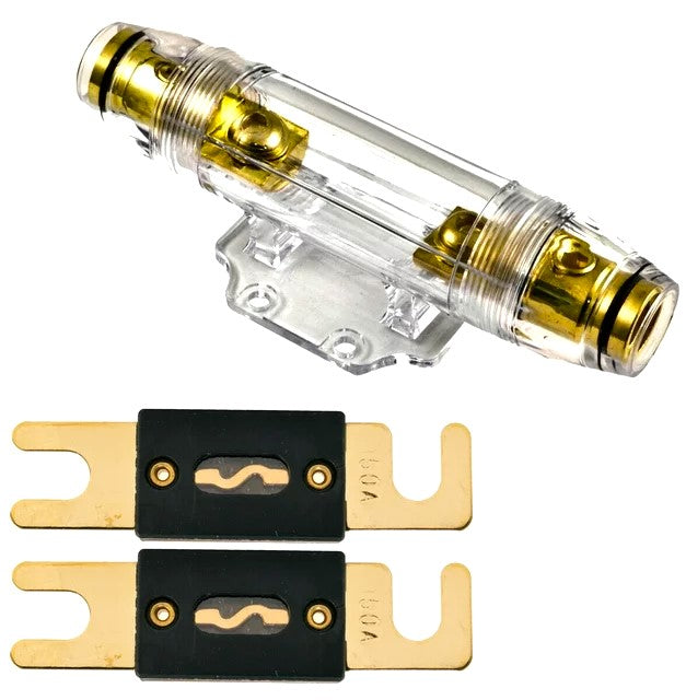Absolute ANH-2 0/2/4 Gauge AWG in-Line ANL Fuse Holder & 2 Gold Plated 60 Amp Fuse