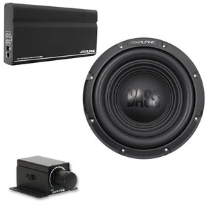 Alpine KTA-200M Mono Power Pack Amp W10S4 10" Subwoofer and RUX-KNOB.2 Bass Knob