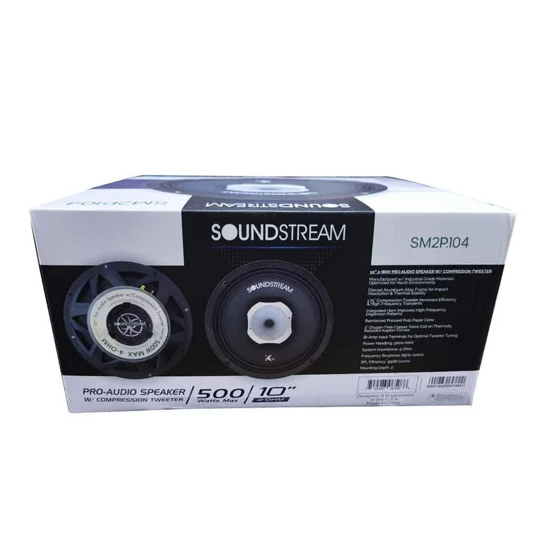 Soundstream SM2P.104 10” 2-way Pro Audio Speaker w/ Compression Tweeter