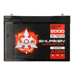 Shuriken SK-BT100 12V High Performance AGM Power Cell Battery for Systems Up To 2000 Watts