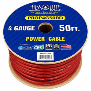 Absolute PROP4G50RD Pro Series Red 50 Feet 4 Gauge Ultra Flexible Power/Ground Battery Amp 12V Cable Wire for Auto, Car, Inverter, RV, Solar, Marine, Trucks