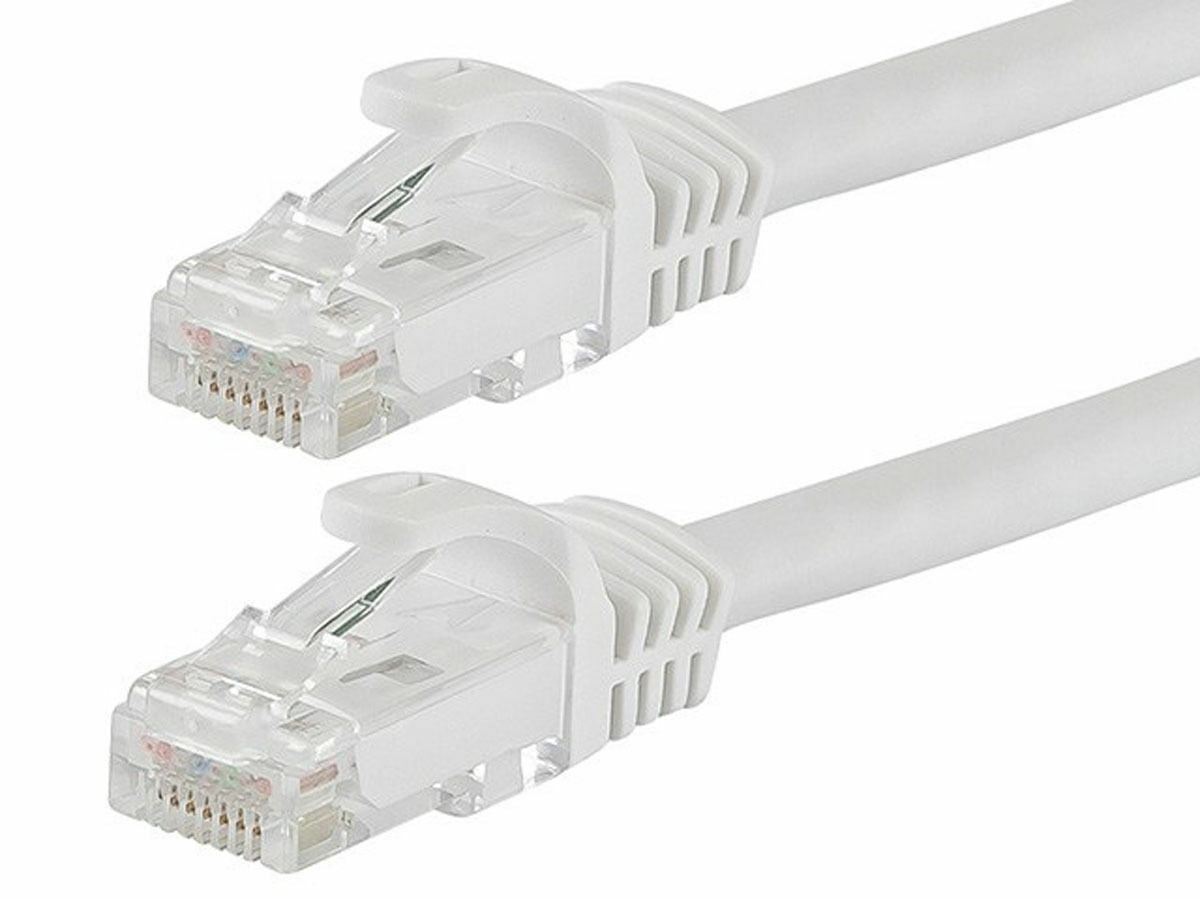 2 Cat6a Ethernet Network Patch Cable RJ45 23AWG 600Mh Solid Copper Wire 3' White