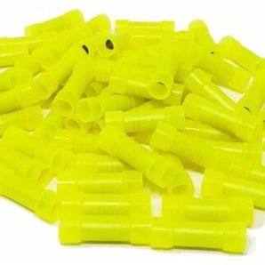 Install Bay yellow nylon butt connectors for 10/12 gauge wires, ideal for efficient electrical connections.