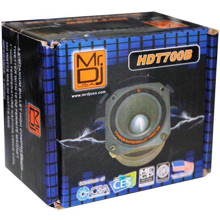 2 Mr. Dj HDT700B 3.5-Inch Titanium Bullet High Compression Tweeter for Car, Van, ATV, UTV, Marine, Boat, Motorcycle, Motorsports, and Competition