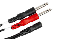 Thumbnail for Hosa YMP-434 Stereo Breakout Cable 3.5 mm TRSF to Dual 1/4 in TS