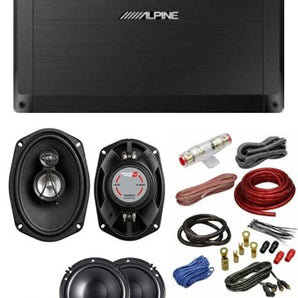 Alpine 4-Ch 600W Amplifier & 6.5" Component & 6x9" Coax Speakers & 4G Amp Kit & Tape