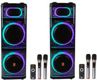 Thumbnail for 2 MR DJ BEVERLY HILLS 55000W Dual 12” Bluetooth Rechargeable Party Speaker Ring Partylights 2 Wireless Mic TWS Portable DJ PA System