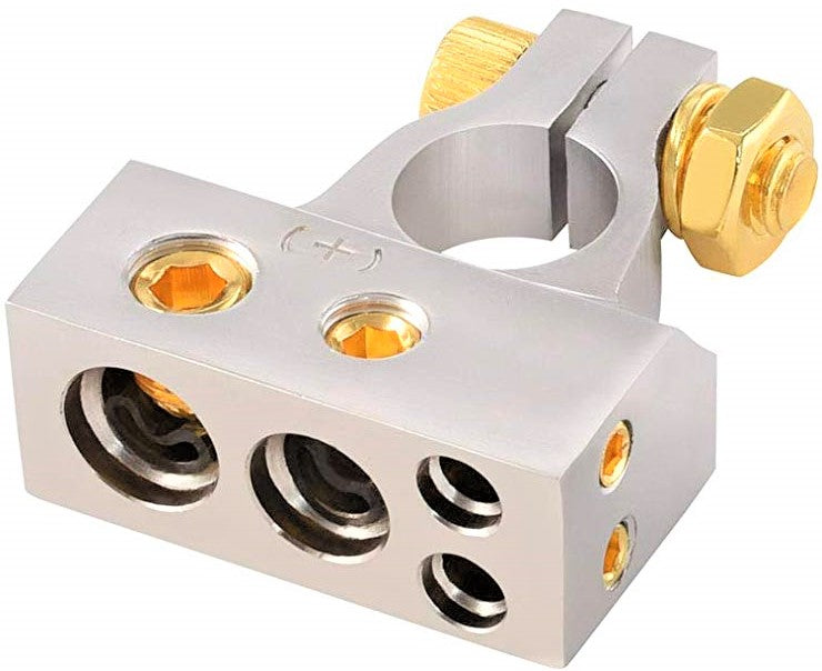 4 American Terminal ABTC300PN 0/2/4/6/8 AWG Single Positive & Negative Power Battery Terminal Connectors Chrome