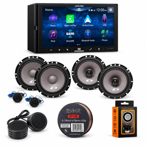 Alpine iLX-W670 Multimedia Receiver + 6.5" Component + 6.5" Coax Speakers + Accessory Bundle
