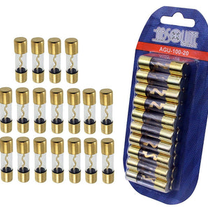 Absolute AGU100-20 100 Amp Gold-Plated AGU Glass Fuse (20 Pack)