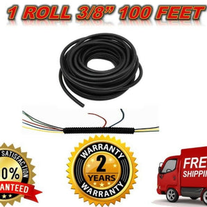 A/T 100 FT 3/8" BLACK SPLIT WIRE LOOM POLYETHYLENE TUBING CABLE CONDUIT
