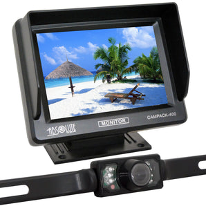 Night vision backup camera for vehicles, featuring a sleek design with LED lights for improved visibility.