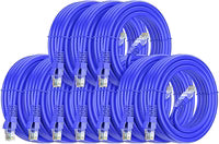 20 Cat6a Ethernet Network Patch Cable RJ45 23AWG 600Mh Solid Copper Wire 3' Blue