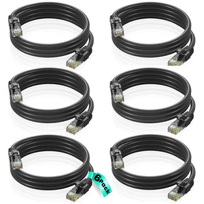 6 Cat6a Ethernet Network Patch Cable RJ45 23AWG 600Mh Solid Copper Wire 3' Black